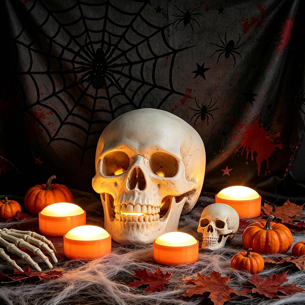 Halloween LED lights displayed with skull and table decorations