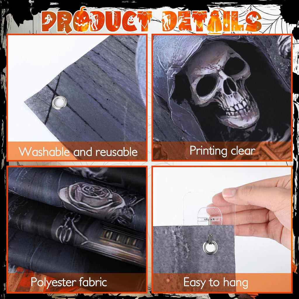 Polyester fabric and hanging hardware detail for the Halloween banner set