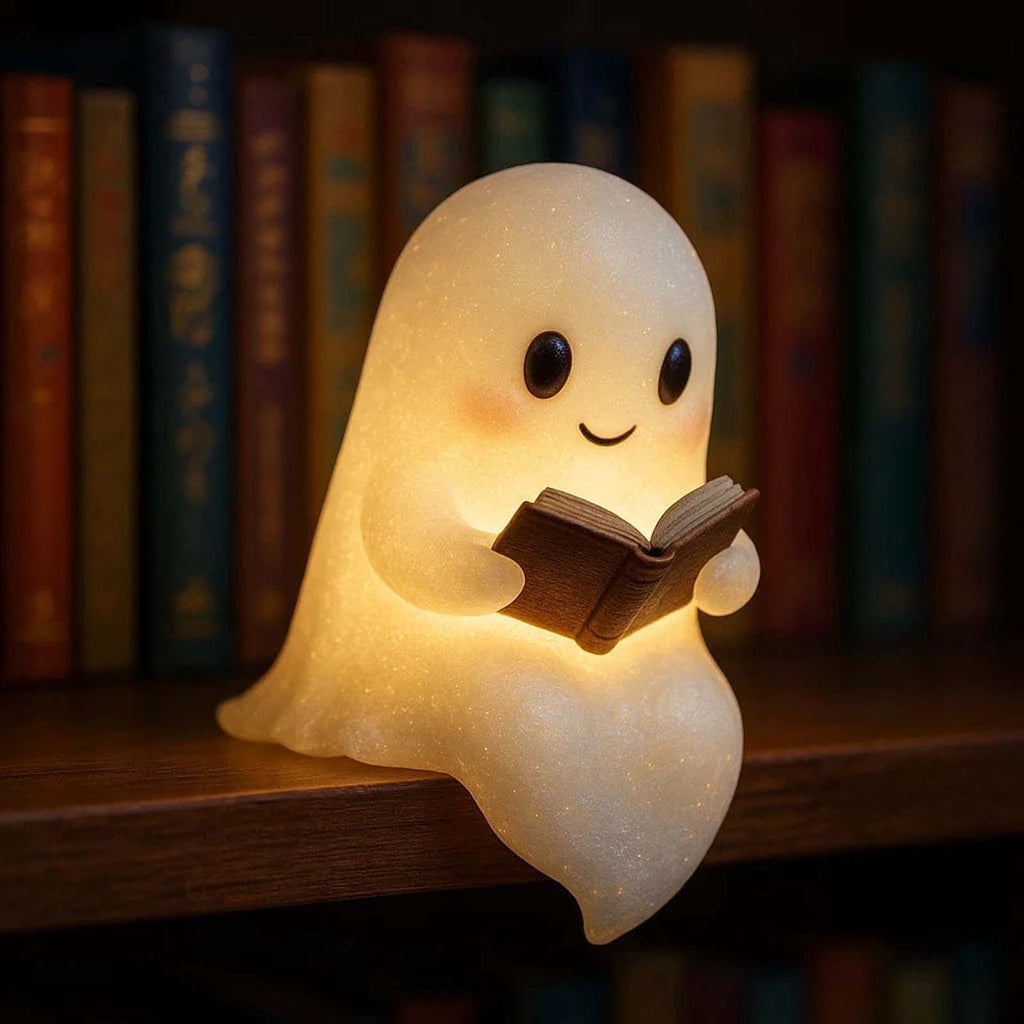 6-inch ghost reading a book night light