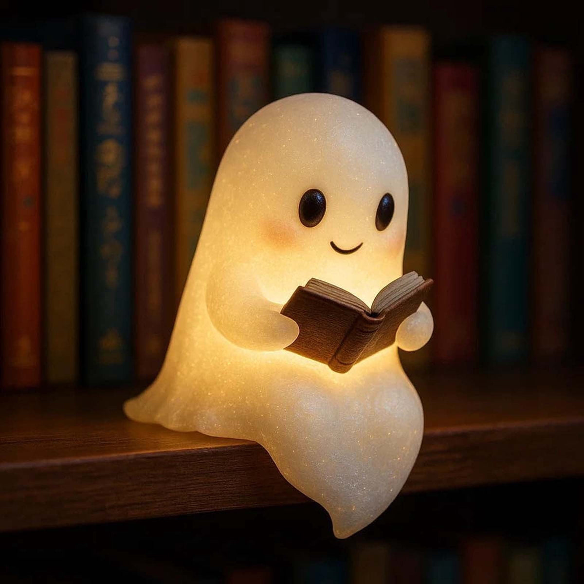 6-inch ghost reading a book night light