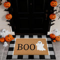 Halloween Door Mat Combo Set – 2 Piece Boo Ghost & Plaid Rug