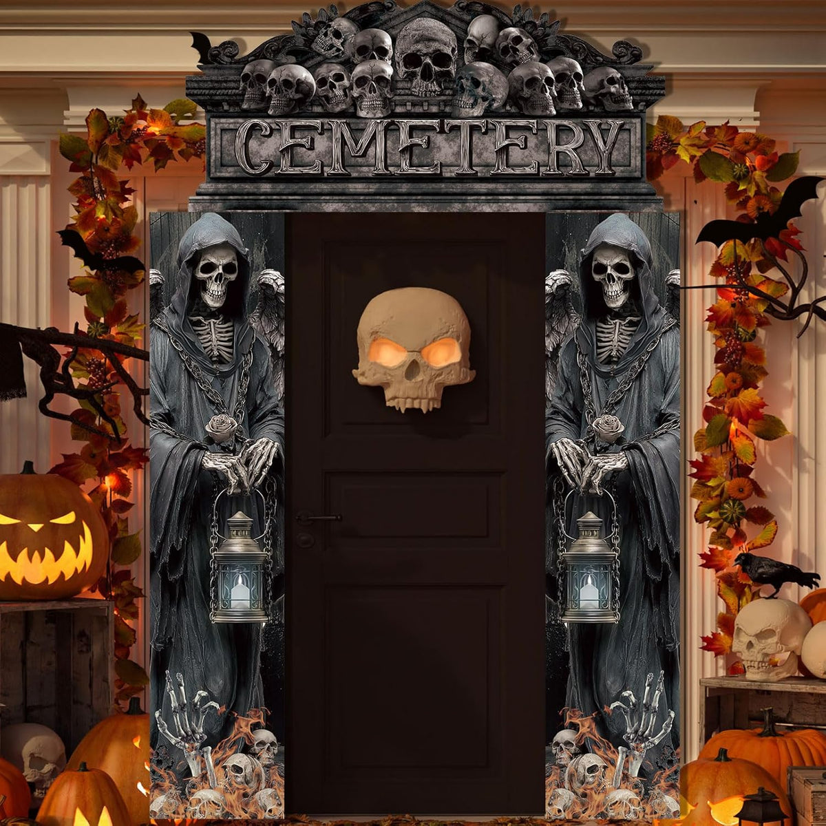 Halloween Cemetery Door Banner Set – 3 Piece Gothic Decor