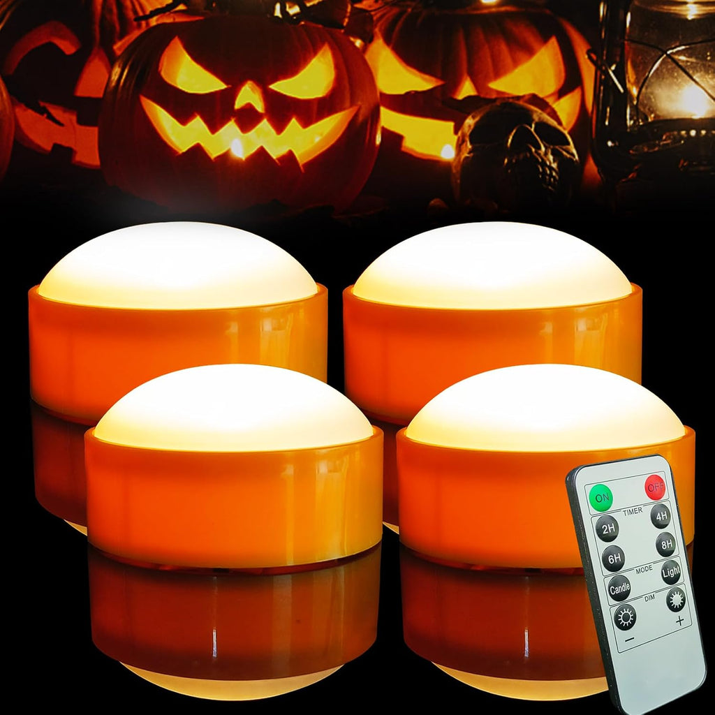 Halloween LED Pumpkin Lights – 4 Pack with Remote