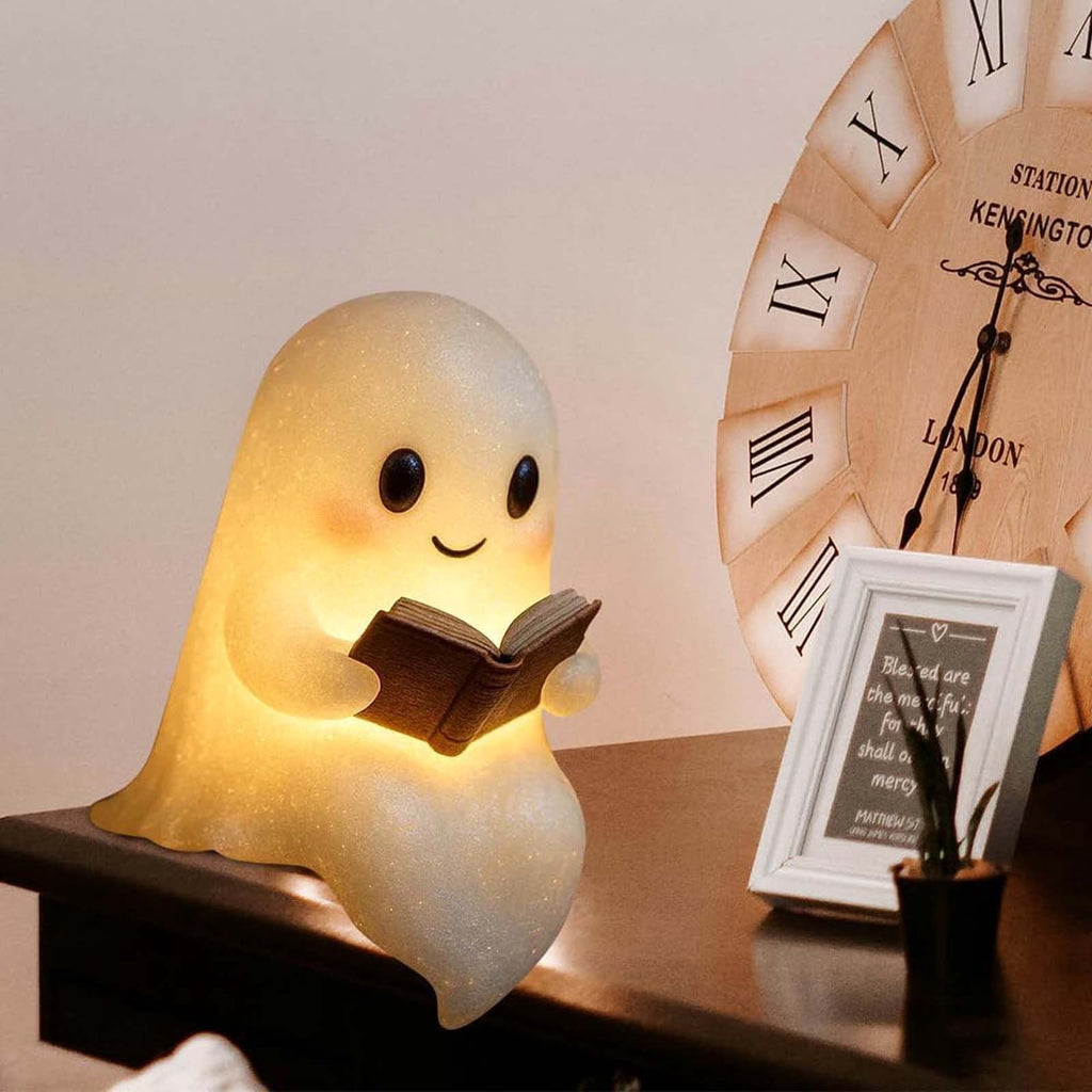 6-inch ghost reading lamp beside framed decor